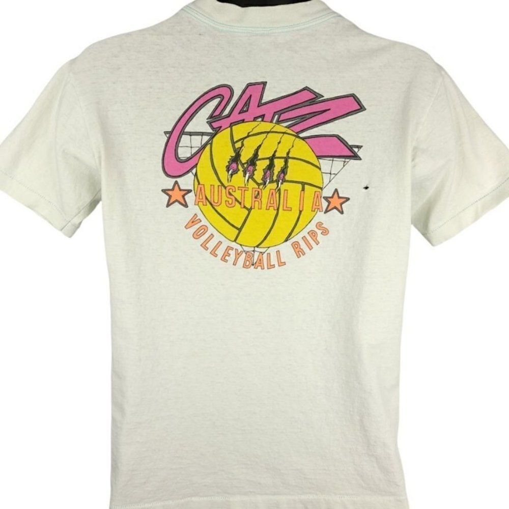 Catz Volleyball Rips T Shirt Vintage 80s Australia Beach Sports Mens Size Small